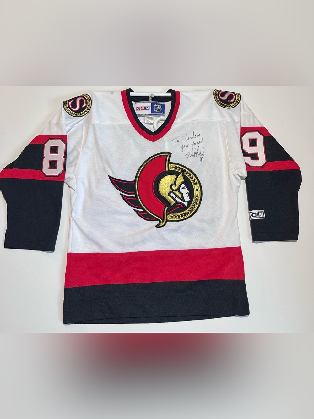 CCM Ottawa Senators Mike Comrie #89 Hockey Jersey Sz Youth SM